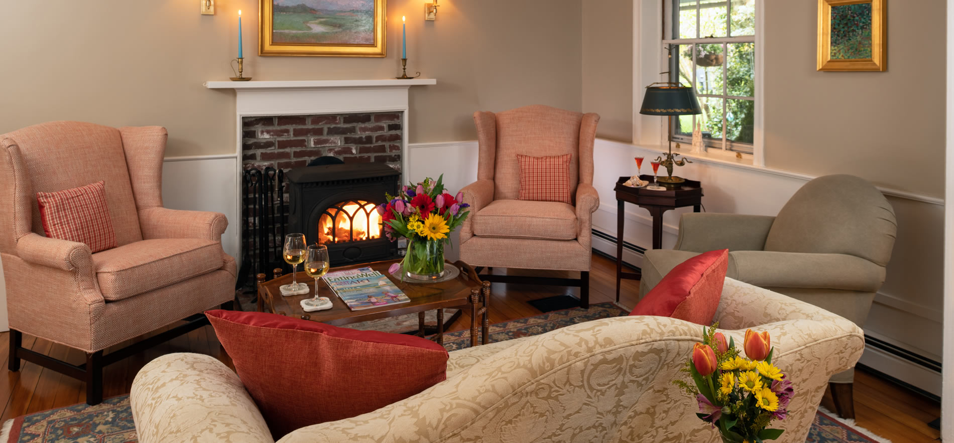 living room with fireplace